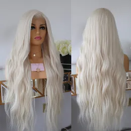 Platinum loira de renda cheia Wavy Human Human Hair Wig For Women Ice White13x6 HD HD Transparente Lace Frontal peruca pré -arrancada Remy Hair 180%