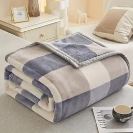 Coperte Coperta da letto con motivo a quadretti alla moda semplice, divano, calda e confortevole per il pisolino autunnale e invernale