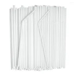 Disposable Cups Straws 100/200/300Pc Individually Packaged White Plastic Flexible Straw Wedding Party Supplies Kitchen Dining Room Drinking