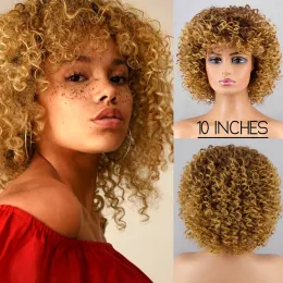 Wigs Blonde Wig African Curl African American Women Large Roll Wig Daily Party High Temperature Fiber Synthetic Wig