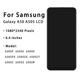 Amoliert für Samsung Galaxy A50 LCD SM-A505FN/DS A505F/DS A505 LCD-Anzeige-Touchscreme-Digitalisierer mit Frame für Samsung A50 LCD