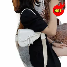 fi Saddle Women Bag One Shoulder Handle Trend Casual Hasp Zipper PU Material Polyester Inside Lock Ornament w5AB#