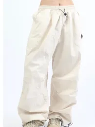 Y2K Women Streetwearwear Techwear Vintage Cargo coreano Palnta de pára -quedas de grande portel