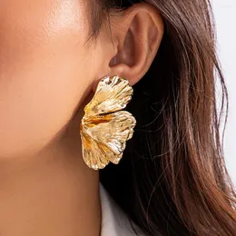 Orecchini pendenti IngeSight.Z Bohemian Geometric Gold Color Big Ginkgo Leaf Drop per le donne Punk Personality Hoop Summer Jewelry