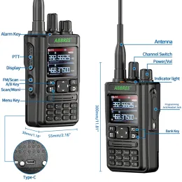 Abbree AR-869 GPS 6 Band Hobbyist High Power Walkie Talkie 256ch Air Band Ham Tway Radio Bluetooth Vox SOS DTMF LCD Color