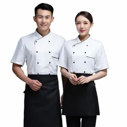 Homem ocidental restaurante chef jaqueta lg manga curta mulher café cozinha trabalho wear padaria cozinhar topos fast food chef uniforme y99 g2a5 #