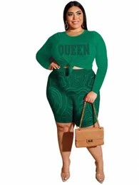 Waterarea Plus Size stampato Set da donna a maniche corte T-shirt e pantaloni al ginocchio Set Chic Two 2 Piece Set Outfits Tuta s5o7 #