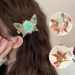 3D Butterfly Hairpin Alloy Chinestone Hair Clips for Women Flying Shiny Diamond Hairpin Associory 4 Color