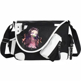 Dem Slayer Anime Canvas Loster Handbag Bag Kamado Tanjirou Travel Bag Homports Student Croosbady Zipper School Bags L9Ku#