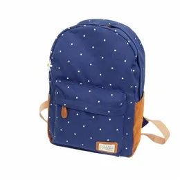 2020 New Women's Bag Fi Canvas Polka Dot ryggsäck College Wind School Bag All Mnatching Travel Ryggsäck F1DG#