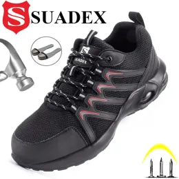 Stövlar suadex säkerhetskor män kvinnor luft kudde arbeten sneakers lätt stål tå skor antismashing säkerhet arbet stövlar storlek 3748