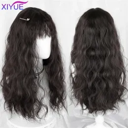 Парики XIYUE, коричневый, черный синтетический парик для женщин, длинные вьющиеся волнистые парики с челкой, термостойкие волосы для косплея, вечеринки