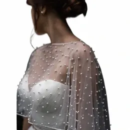 2024 MyYble Wedding Acciories Bolero Bridal Cloak Pearls Wedding Cape Short Frt Lg Back women cape evening shawl g6pw＃