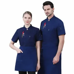 overalls Men's Short-Sleeved Summer Breathable Catering Baking Restaurant Canteen Kitchen Large Size Women's Chef Uniform P6b5#