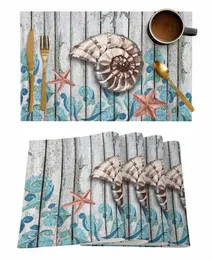 Bord Mattor Coral Conch Starfish Plank Texture Mat Wedding Holiday Party Dining Placemat Kitchen Accessories Servett