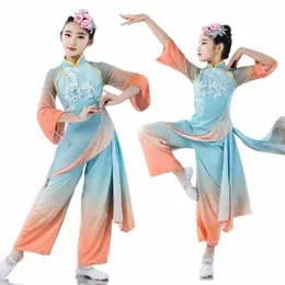 Traditional Chinese Folk Dance Costume Ragazze Elegante ricamo Fan Vita Drum Dance Wear Abbigliamento Hanfu Natial Classic Dance X5zs #