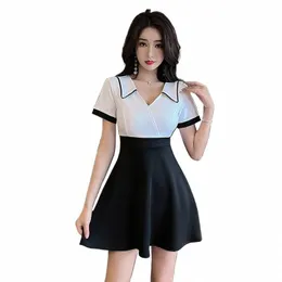 Mulheres Roupas de Trabalho Camisa Saia Curta Terno Hotel Garçom Beleza Sal Spa Massagem Nail Cafe Foot Bath Técnico Macacão Uniforme D0Qb #