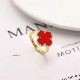 Anello cinese di design di trifoglio di lusso di marca Anello cinese in oro 18k Verde Bianco Rosso Nero Pietra Fascino Diamante Emozione Anello di fidanzamento con dito per unghie Gioielli 1927