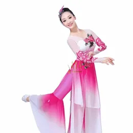 Novo traje de desempenho de dança clássica feminino étnico fã dança conjunto yangko roupas adulto 658z #