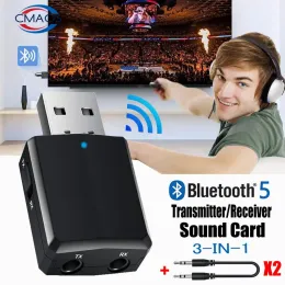 CMAOS USB Bluetooth 5.0 송신기 수신기 3 in 1 EDR 어댑터 동금 3.5mm 보조 TV PC 헤드폰 홈 스테레오 자동차 Hifi 오디오