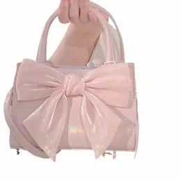 new Women Korean Ins Handbags Fi Cute Fairy Bow Mini Square Bag Harajuku Sweet Y2k Aesthetic Gradient Top-Handle Bags j8CL#