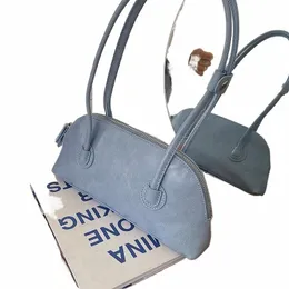 Vintage Fi Ölwachs Leder Stick Bag für kleine Leute Vielseitig lässig Candy Color Lg Griff One Shoulder Unterarmtasche 42NW#