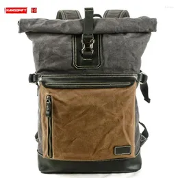 Sırt Çantası Dağcı Açık Hava Erkekler Büyük Kapasiteli Off-Road Leisure Canvas Seyahat Öğrenci Schoolbag Su Geçirmez Yürüyüş Paketi