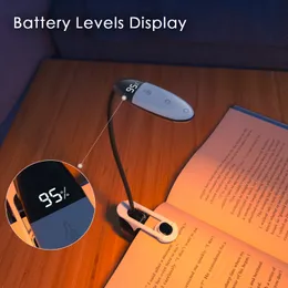 Displays Battery Power Rechargeable Book Light Mini LED Reading Light 3Colors Flexible Easy Clip Lamp Read Night Reading Lamp