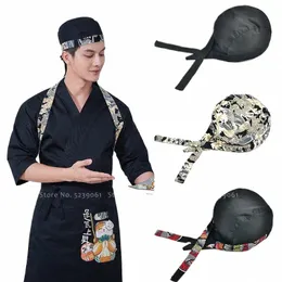 japanese Style Sakura Drag Print Hat Men Women Kitchen Chef Food Cooking Pirate Cap Izakaya Sushi Uniform Waiter Headpiece w3h9#