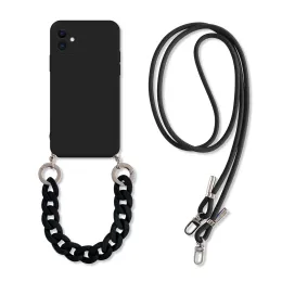 INS Crossbody Lanyard Case for OPPO Realme 10 Pro C55 C31 C53 Find X5 X3 Lite Reno 11 8 7 Necklace Marble Chain Silicone Cover