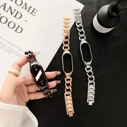 Mi Band 8 Bracelet for Men Women Metal Chain Wristband Strap for Xiaomi MI BAND 7 4 5 6 3 Watchband with Link Removal Tool