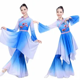 Kobieta hanfu taniec klasyczny yangko taniec żeński parasol taniec fan Natial występ s y0zu#