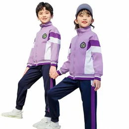 nuovo set di uniformi scolastiche viola per abbigliamento sportivo all'aperto per bambini della scuola primaria e uniforme scolastica, uniformi per la scuola materna.F1WR#