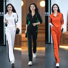 Leisure Sports Set Womens Spring and Autumn New Fashion Western Style Slim Standing Neck Sweater Wide Leg Pants Two Piece