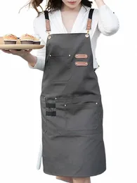 Neue Fi Leinwand Küche Aprs Für Frau Männer Chef Arbeit Apr Für Grill Restaurant Bar Shop Cafés Schönheit Nägel Stus Uniform S1WY #