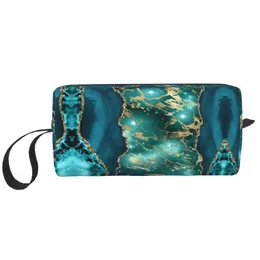 fi Marble Teal Agate Pattern Travel Toiletry Bag Women Marble Texture Cosmetic Makeup Bag Beauty Storage Dopp Kit z9P2#