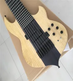 Новая электрическая бас-гитара цвета натурального дерева из черного дерева, гриф с корпусом, 8 струн, электрический бас. Обеспечить custom6119337