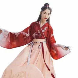 Hanfu Dr Mulheres Chinês Traditial Tinta Pintura Hanfu Feminino Carnaval Cosplay Traje Vermelho Partido Outfit Plus Size w4Xz #