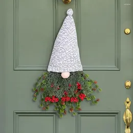 Fiori decorativi POT PROUNT GUANDA FESTIVE GNOME senza volto bacche di vegetazione artificiale Decorazione natalizia per interni/esterni per porta della finestra