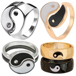Cluster Rings Vintage Stainless Steel Tai Chi For Men Women Couple Yin Yang Gossip Ring Punk Hip Hop Biker Finger Jewelry
