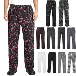 Erkekler için Şef Pantolon Restoran Mutfak Unisex Cook İşler Hafif Bol Pantolon O4WP#