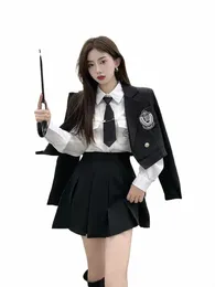 2023 New Korea Japan Style Improved JK Sweet Cool Tyle JK Suit Fi Girl College School Style Uniform Daily Suit Q11 Y7S3#