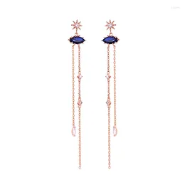 Dangle Earrings Fashion Arrival Earring Ethnic Vintage Glass Zircon Long Tassel For Women Simple Design Date Gift Jewelry