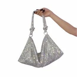 luxury Designer hobo shoulder bag Handle Shining Rhinestes Evening clutch Bag Purse Crystal Purses and handbag Hobo Bags h95x#