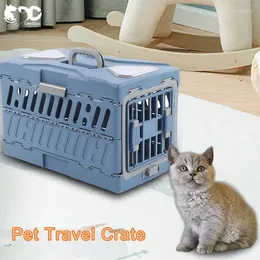 Dog Carrier GeerDuo Portable Durable Collapsible Plastic Airline Approved 2 Sizes Hard Sided Pet Cat Travel Kennel Crate Cage