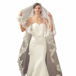 Elegante Luxuoso One-Layer Lace Wedding Lg Veil Para Noivas Branco / Marfim Véu De Noiva Com Pente 3 Metros Noiva Accories H2l6 #