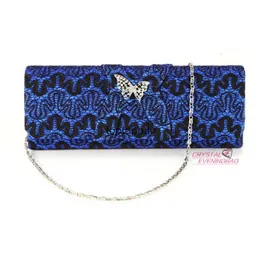 Pochette con diamanti di moda di lusso di design Nuova borsa singola esterna per damigella d'onore Borsa regalo da sera Borsa per banchetti portatile in pizzo farfalla