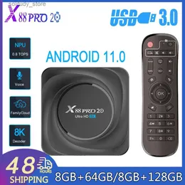 トップボックスX88 Pro 20インテリジェントアンドロイドテレビボックスHD 8K Rockchip RK3566 LAN 1000M BT4.2セットトップボックスBT4.2 Android 11 2.4G 5GデュアルWiFiメディアプレーヤーQ240330