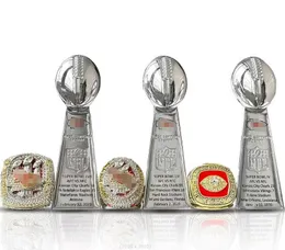 3PCS Super Bowl Chiefs Sport Team Champions Champions Mistrzostwa Zestaw Trophy z drewnianym pudełkiem pamiątkowym pamiątkowym prezentem fanów 2024