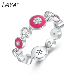 Anéis de cluster Laya 925 prata esterlina minimalista design original oval em forma artesanal esmalte princesa anel para mulheres jóias finas